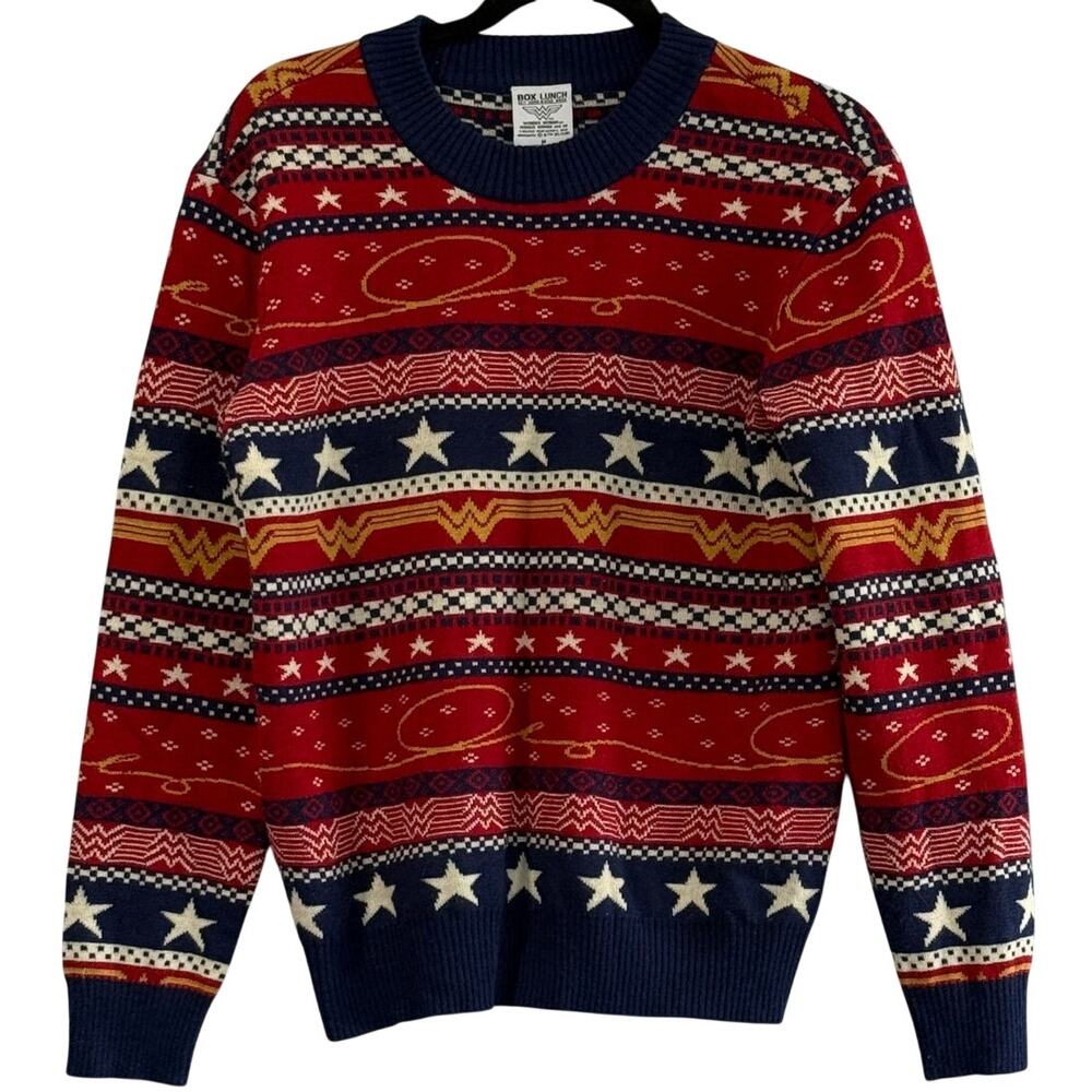 BoxLunch Wonder Woman Patriotic Holiday Sweater DC Comics Americana Medium USA